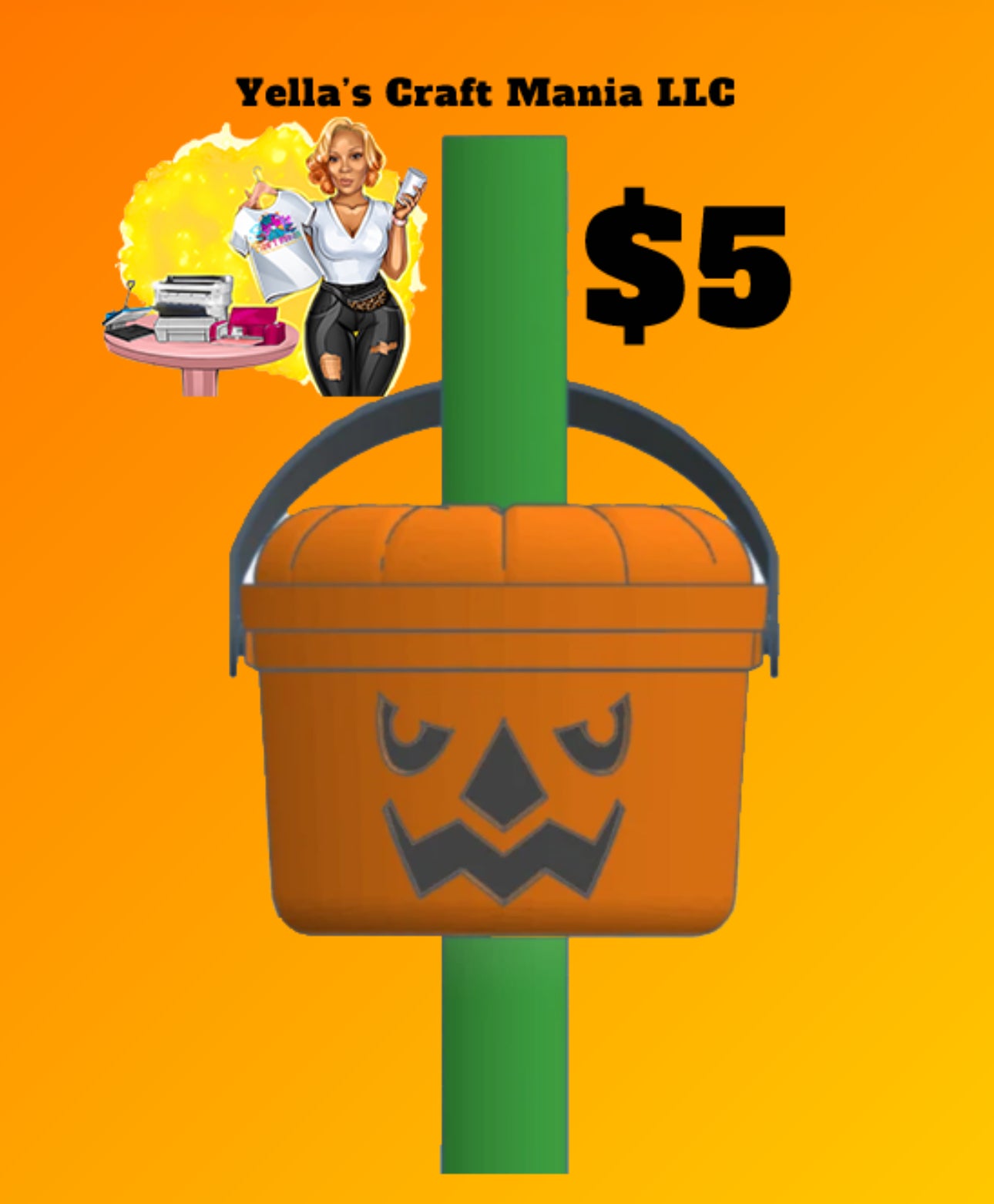PUMPKIN BUCKET STRAW TOPPERS