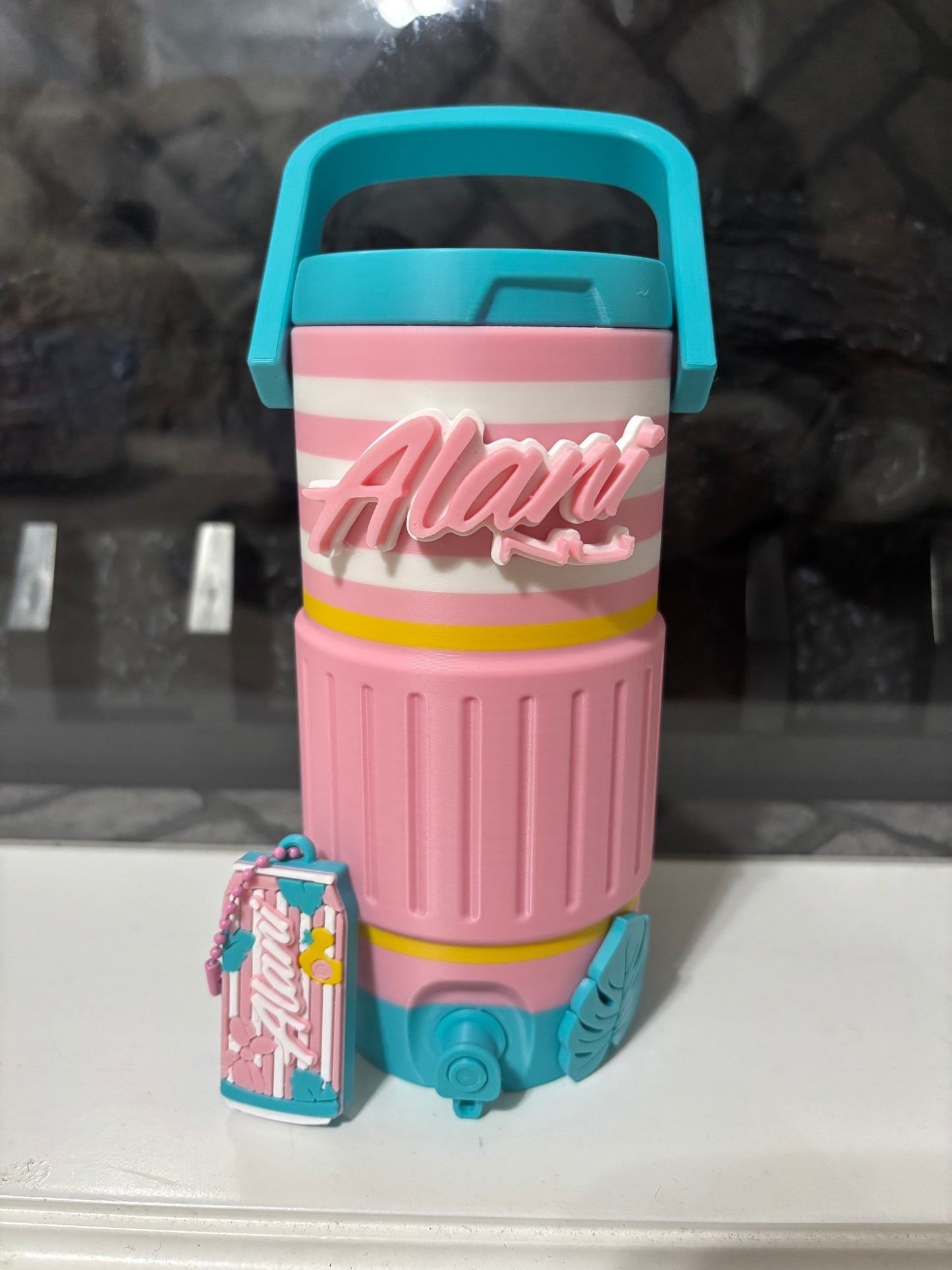 Cotton candy cooler with keychain
