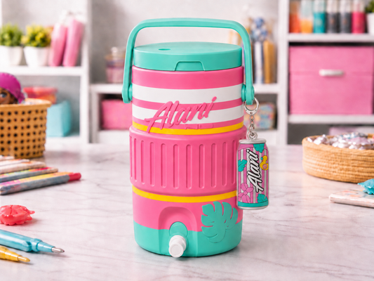 Cotton candy cooler with keychain
