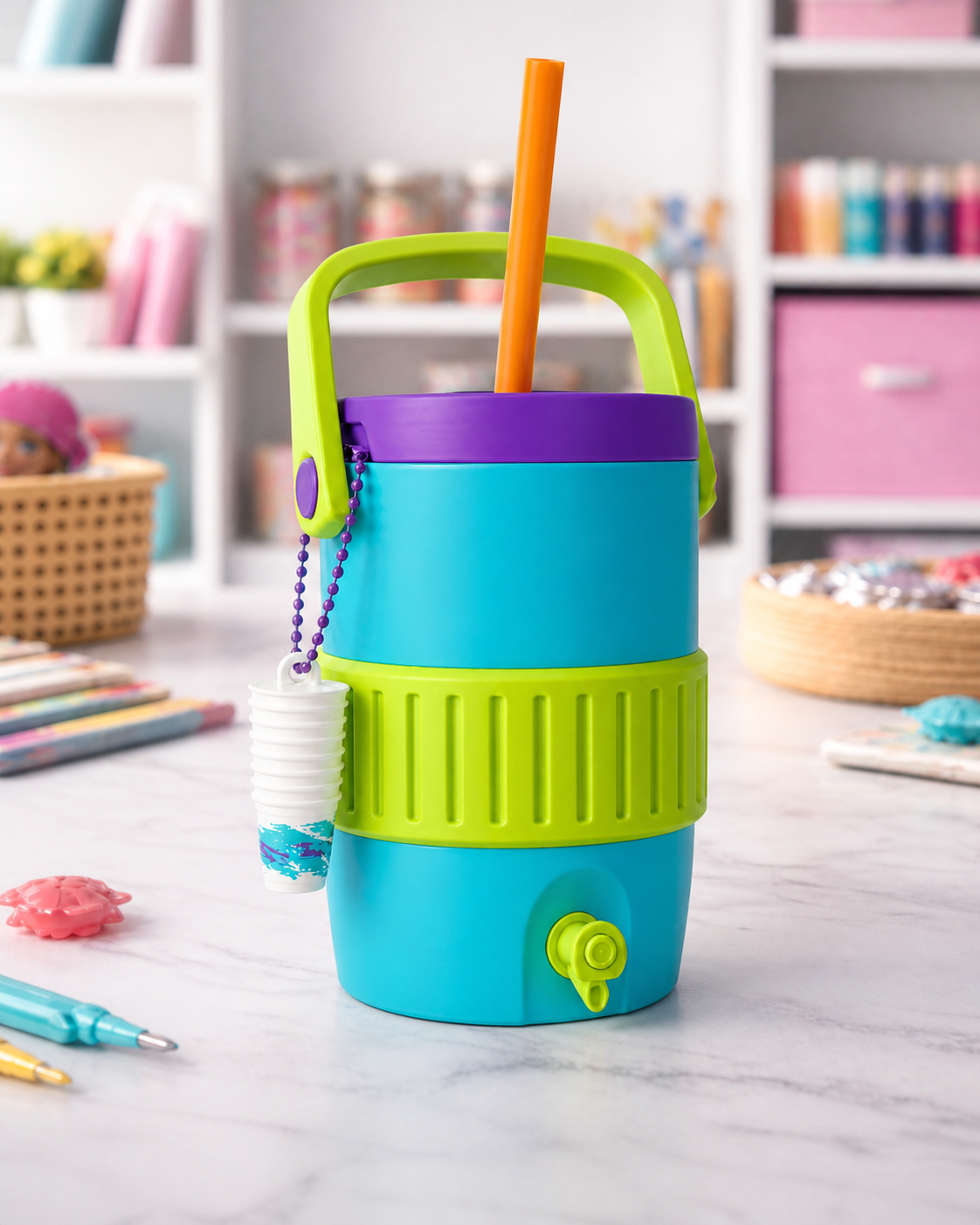 Nostalgia cooler with keychain