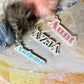 Custom white backing name keychains