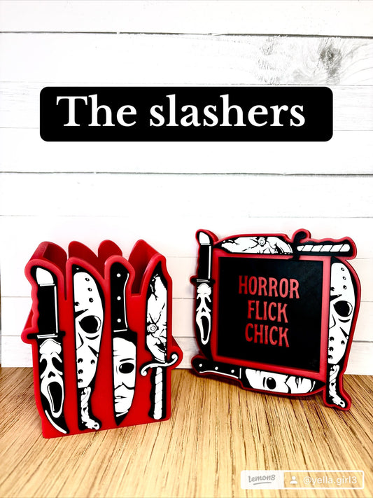 SLASHERS PEN/PENCIL HOLDER AND NOTEPAD HOLDER