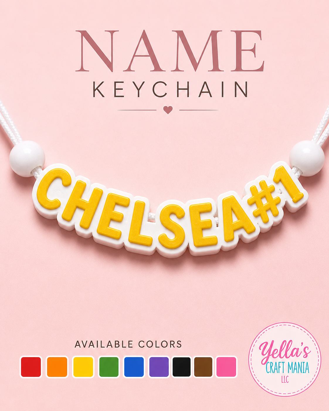 Bead name keychain